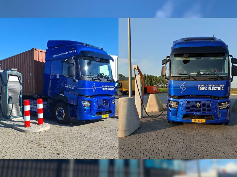 foto collage van elektrische demo truck